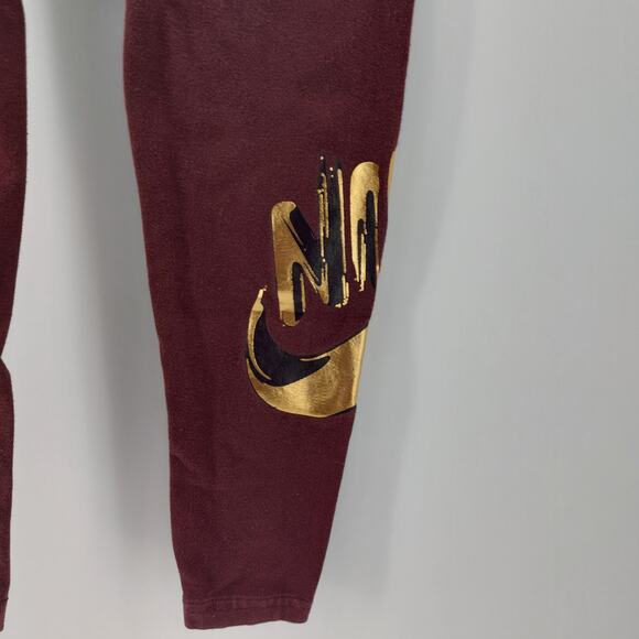 Nike Athletic Leggings Size XS Burgundy Red Gold Print Sport - Picture 4 of 14